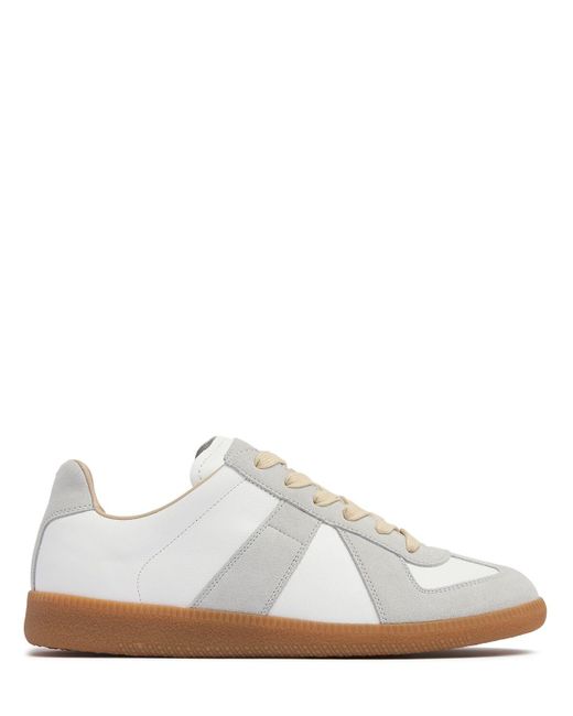 Maison Margiela White 20mm Replica Leather & Suede Sneakers