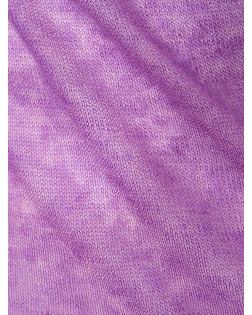 Auralee Purple Kid Mohair Sheer Knit Boatneck Sweater