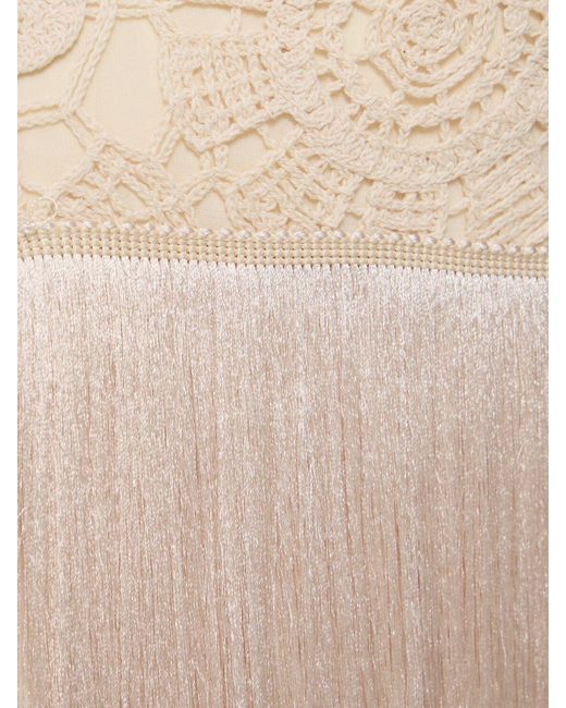 PATBO Natural Crochet Fringed Mini Skirt