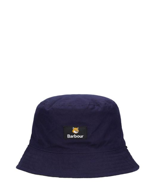 Barbour Blue X Maison Kitsuné Bucket Hat for men