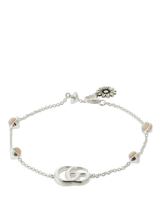 Bracelet Avec Perles De Nacre "gg" Gucci en coloris White