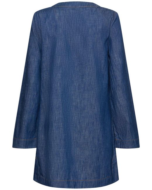 Zimmermann Blue Kaftan-kleid Aus Baumwolldenim "wylie"