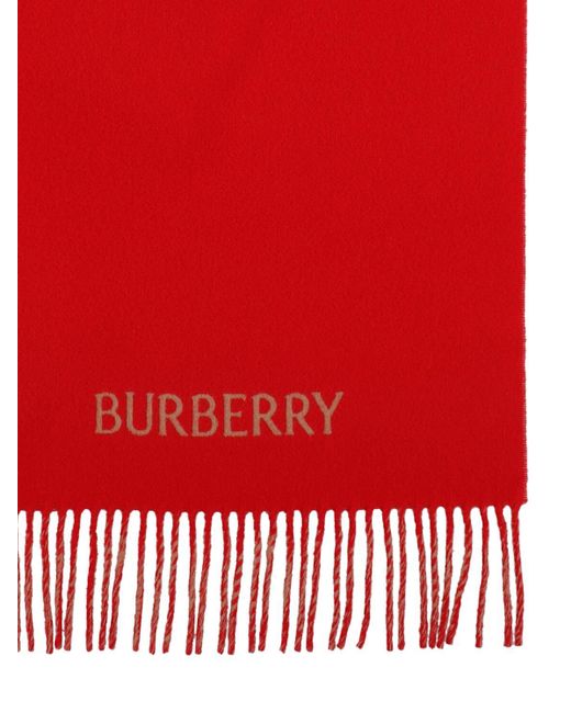 Burberry Red Logo Two Tone Cashmere Scarf for men