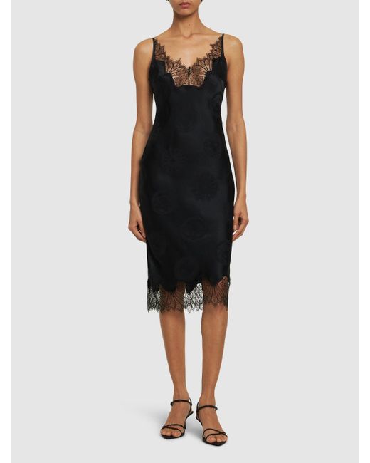 Coperni Black Jacquard Satin Lace Dress