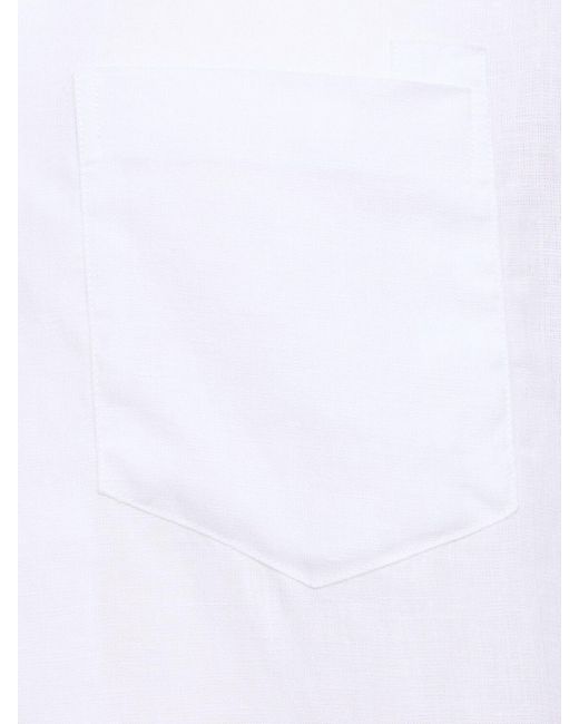 Frescobol Carioca White Angelo Linen Bowling Shirt for men