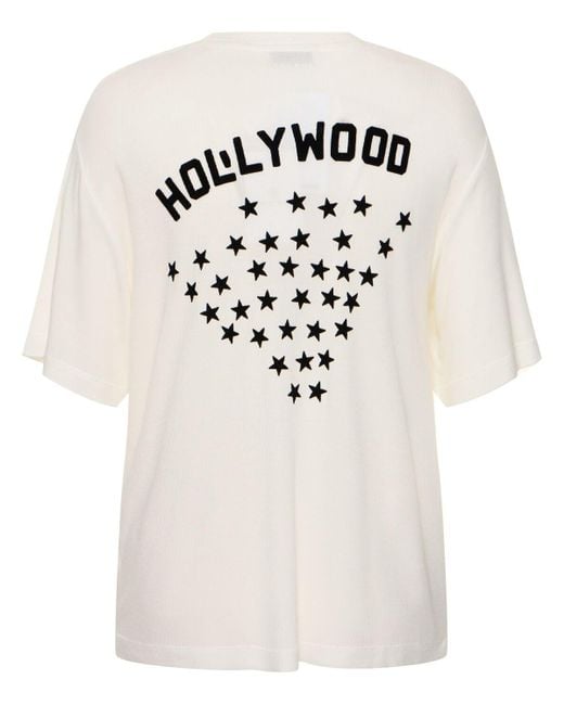 Anine Bing White Viskose-t-shirt "louis Hollywood"