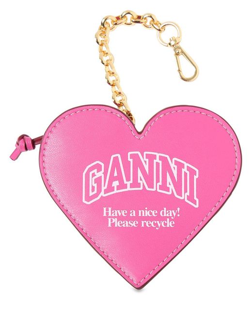 Ganni Funny Heart コインウォレット Pink
