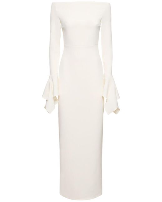 Solace London White Amalie Off-the-shoulder Crepe Long Dress