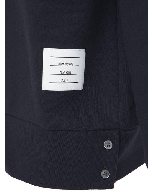 Thom Browne Blue Cotton Jersey Sweatshirt W/ Knit Stripe for men