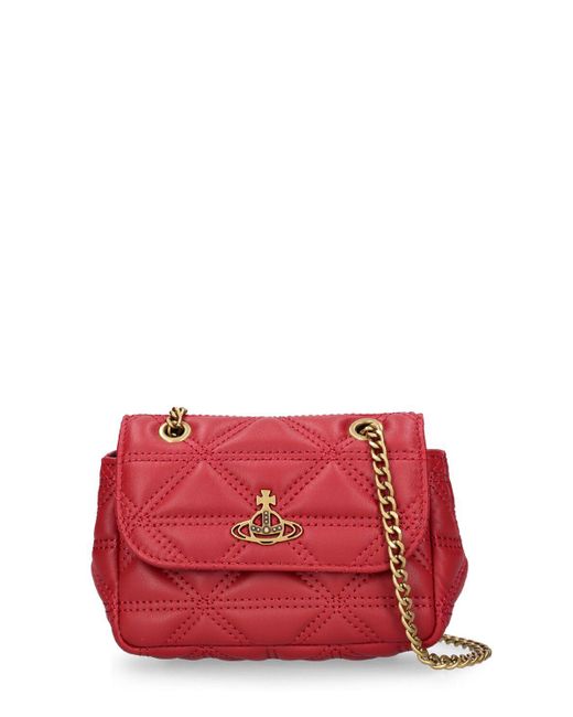 Vivienne Westwood Red Small Harlequin Leather Shoulder Bag
