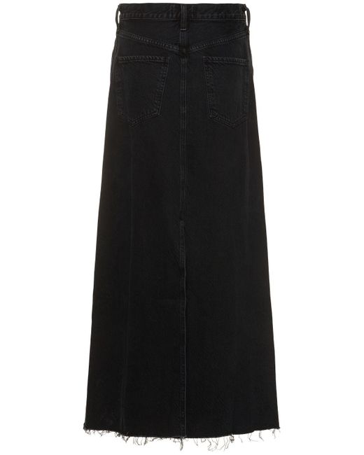 Agolde Black Hilla Cotton Denim Long Skirt