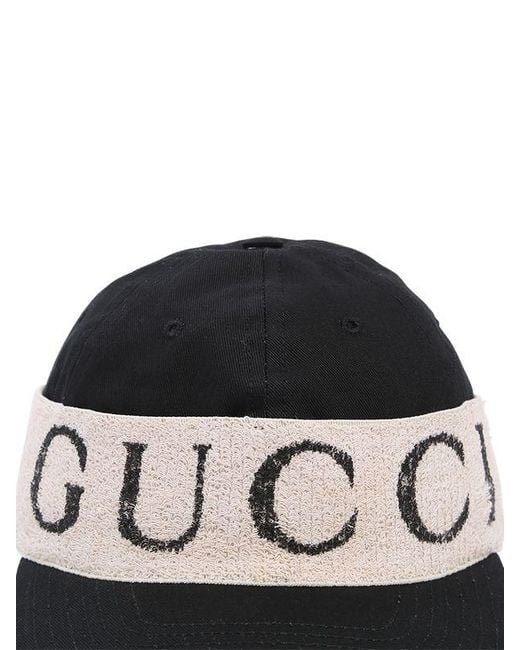Gucci Logo Band Cotton Gabardine Baseball Hat in Black for Men | Lyst