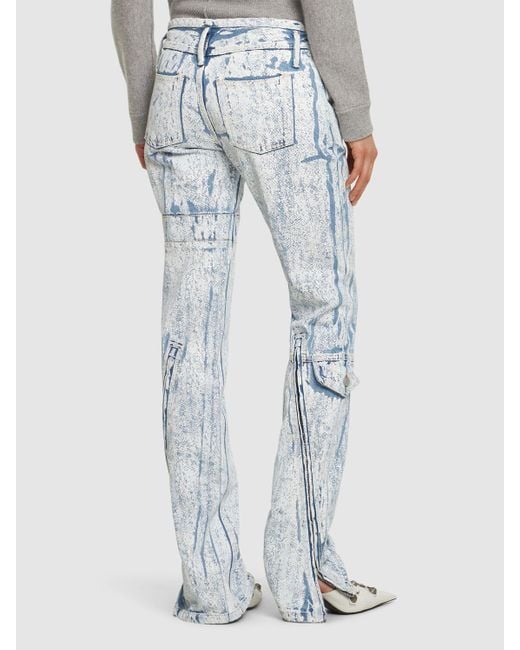 Acne Blue Coated Denim Midrise Straight Jeans
