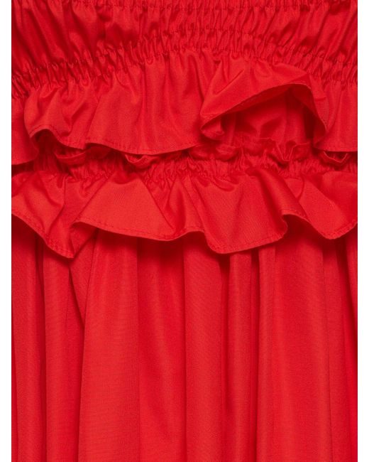 CECILIE BAHNSEN Red Giovanna Cotton Ruffled Long Dress