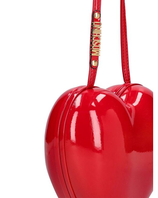 Sac porté épaule verni heartbeat Moschino en coloris Red