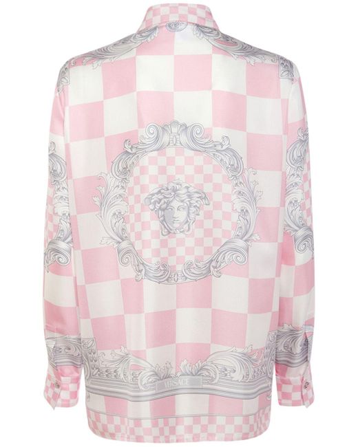 Versace Pink Baroque Print Silk Twill Shirt