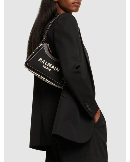 Balmain Black B-army Canvas & Leather Shoulder Bag