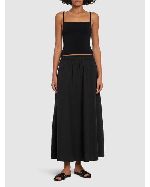 Matteau Black Relaxed Organic Cotton Midi Skirt