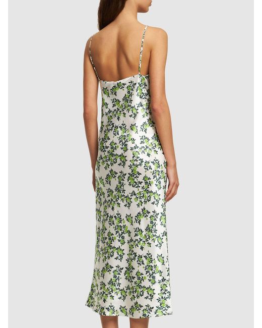 Emilia Wickstead Green Trinny Floral Silk Satin Slip Dress