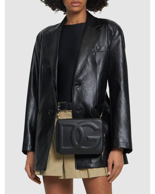 Dolce & Gabbana Black Large Logo Leather Camera Bag
