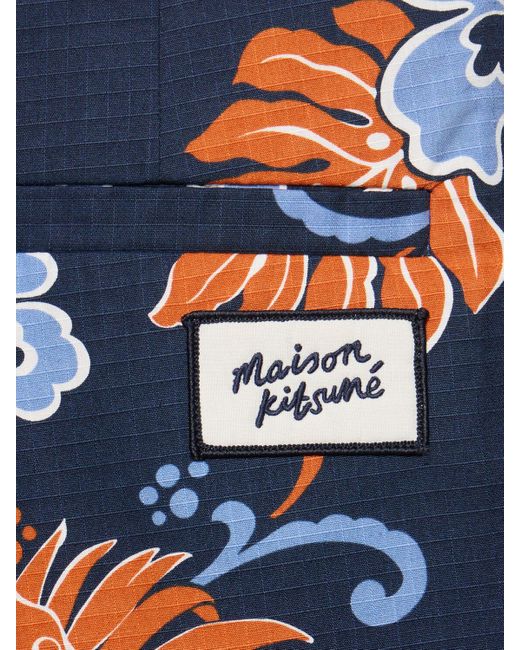 Shorts de algodón con estampado Maison Kitsuné de hombre de color Blue
