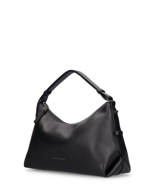Brunello Cucinelli Black Large Grained Leather Shoulder Bag