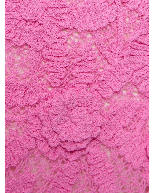 Blumarine Pink Minikleid Aus Baumwollmischspitze