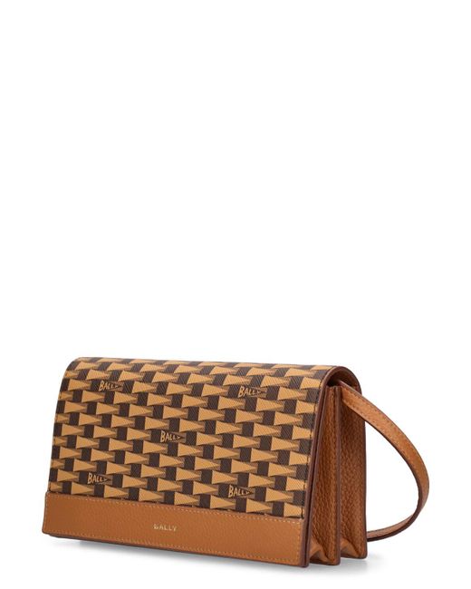 Bally Brown Pennant Monogram Leather Wallet Bag