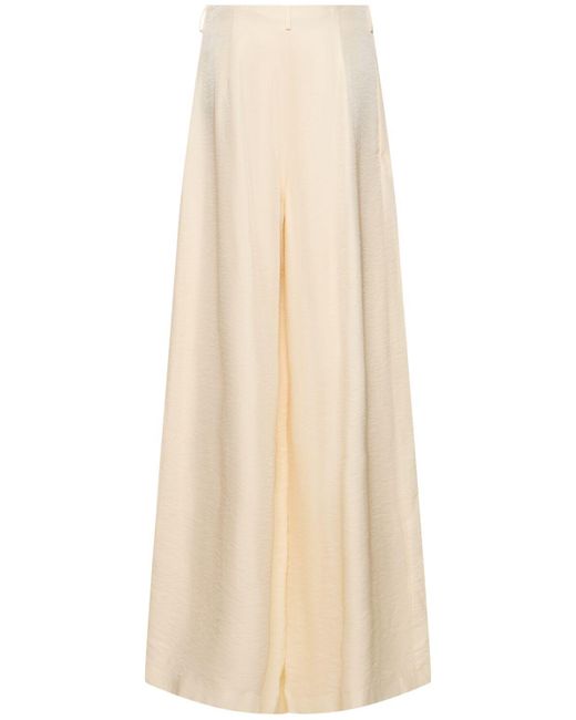 Ralph Lauren Collection Natural Glossy Crepe Wide Pants