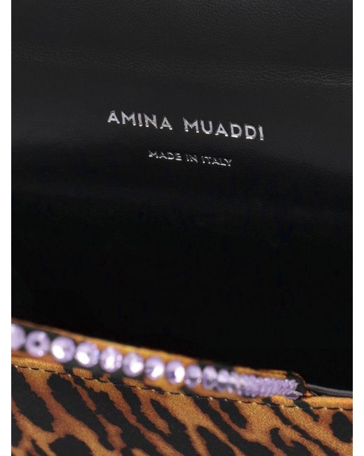 AMINA MUADDI Brown Super Amini Gilda Leo Print Satin Bag