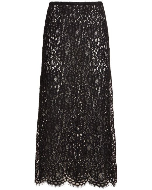 Michael Kors Black Lace Side Slit Midi Skirt