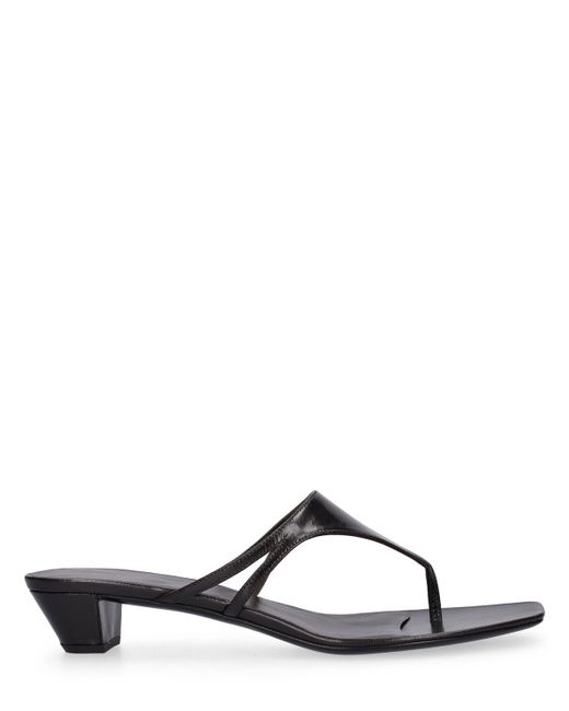 The Row Black 40mm Graphic Leather Thong Sandals