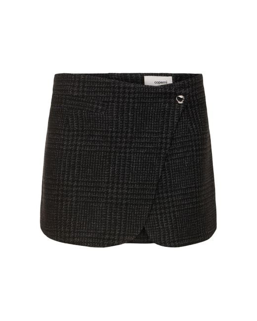 Coperni Black Minirock Aus Wolle Mit Karos