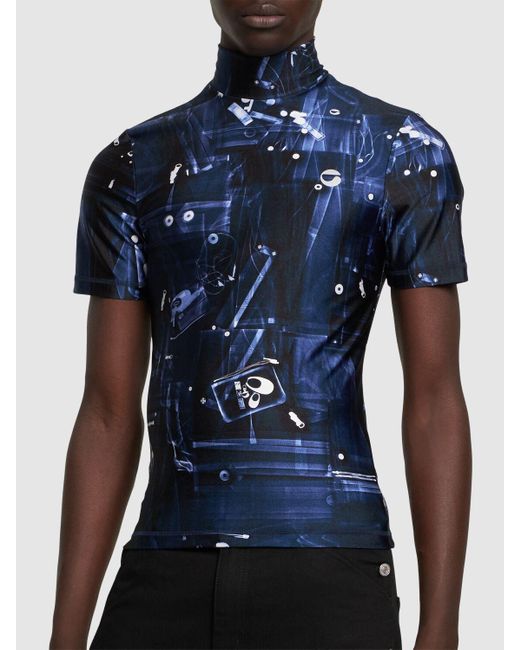Coperni Blue X-ray Fitted High Collar S/s T-shirt for men