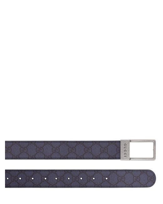 Gucci Blue 3.5cm New Frame Gg Leather Belt for men
