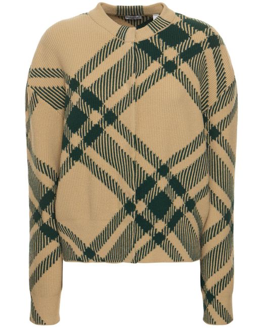 Burberry Green Wool Blend Knit Cardigan