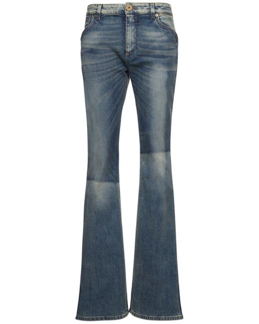 Jeans de denim de algodón Balmain de color Blue