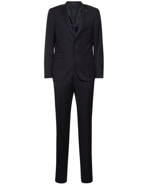 Tagliatore Black Super 110'S Virgin Wool Suit for men