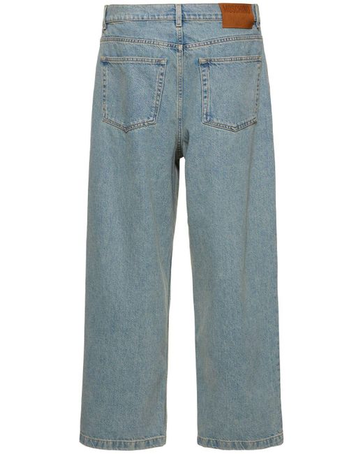 Jeans de denim de algodón con pierna ancha Moschino de hombre de color Blue