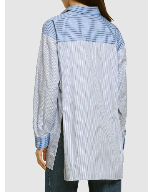 Camisa de popelina de algodón a rayas Aspesi de color Blue