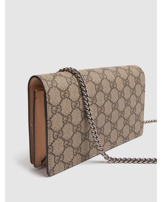Petite marmont leather wallet on chain Gucci en coloris Gray