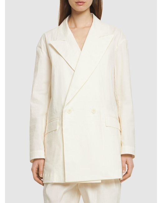 Issey Miyake White Satin Double Breasted Jacket