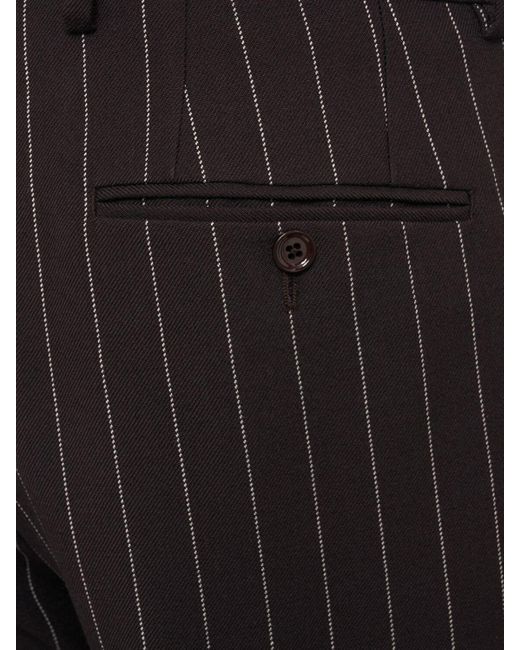 Dolce & Gabbana Black Pinstriped Wool Pants for men