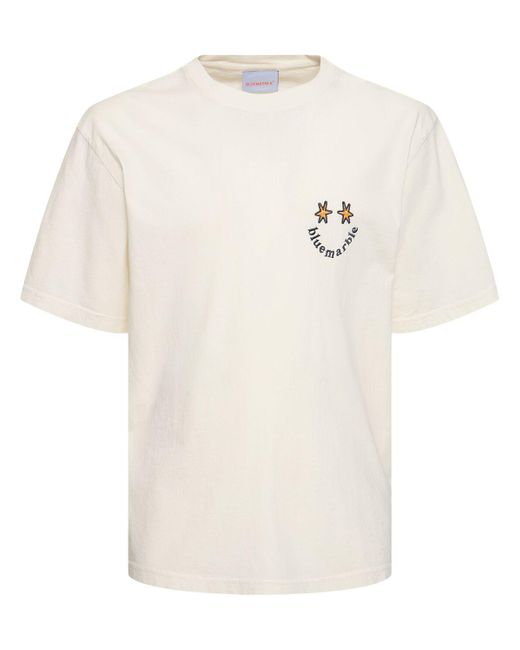 T-shirt in jersey di cotone con stampa di Bluemarble in White da Uomo