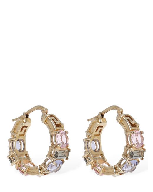 Versace Metallic Crystal Hoop Earrings