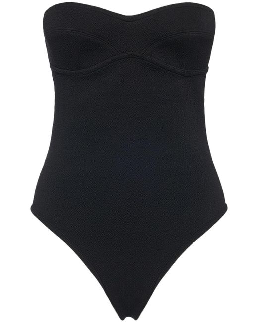 Bottega Veneta Black Strukturierter Badeanzug Aus Technischem Nylon