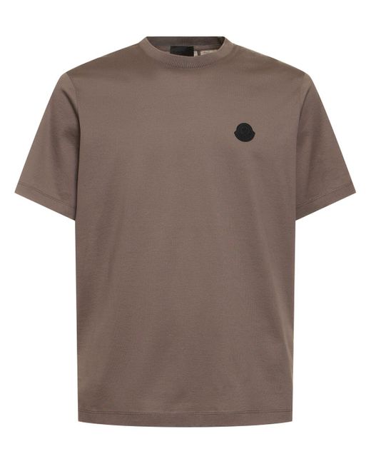 Camiseta de algodón con logo Moncler de hombre de color Brown