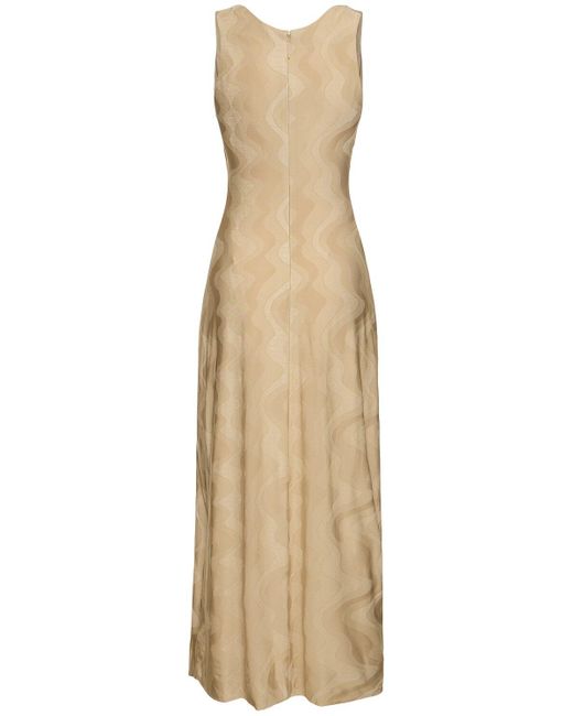 Giorgio Armani Natural Viscose Jacquard Sleeveless Long Dress