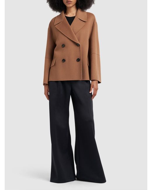 Max Mara Brown Cape Wool Double Breasted Jacket