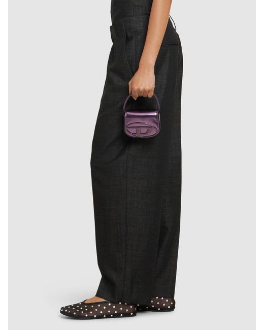 DIESEL Purple Xs 1Dr Metallic Leather Top Handle Bag Unique